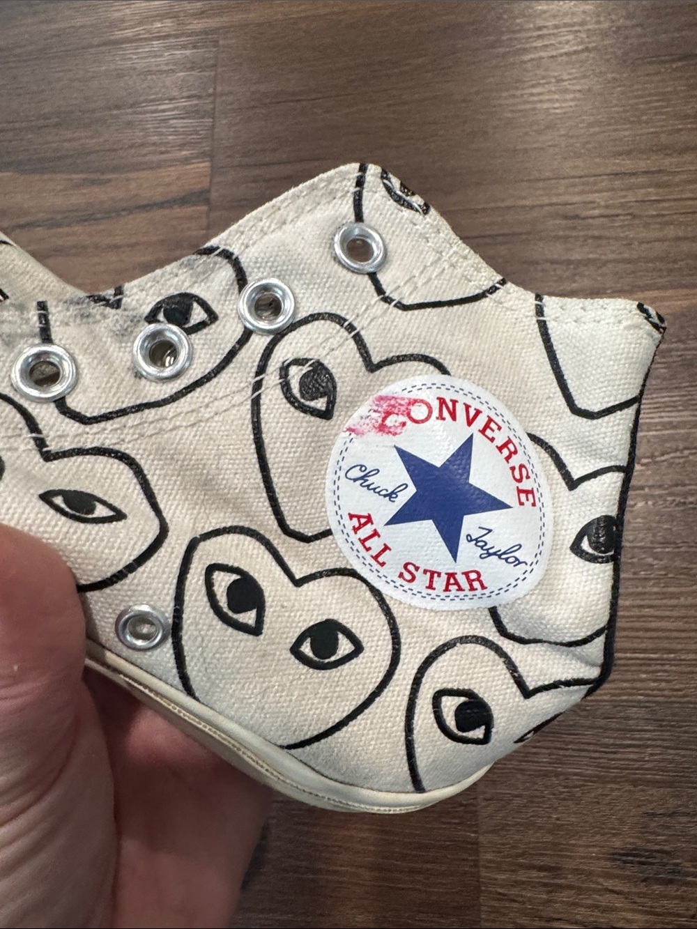 COMME des GARÇONS PLAY x Converse Chuck 70 Heart Print Sneakers Size 5.5 - Picture 10 of 13